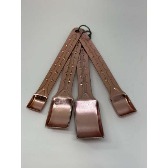 VTG Rectangular Measure Spoons Aluminum Copper Retro 4 Set 1/2 tsp tsp Tbsp - Picture 1 of 7